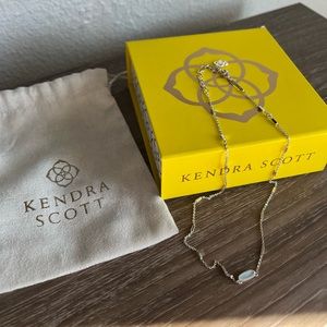 Kendra Scott silver single chain necklace. Blue stone.